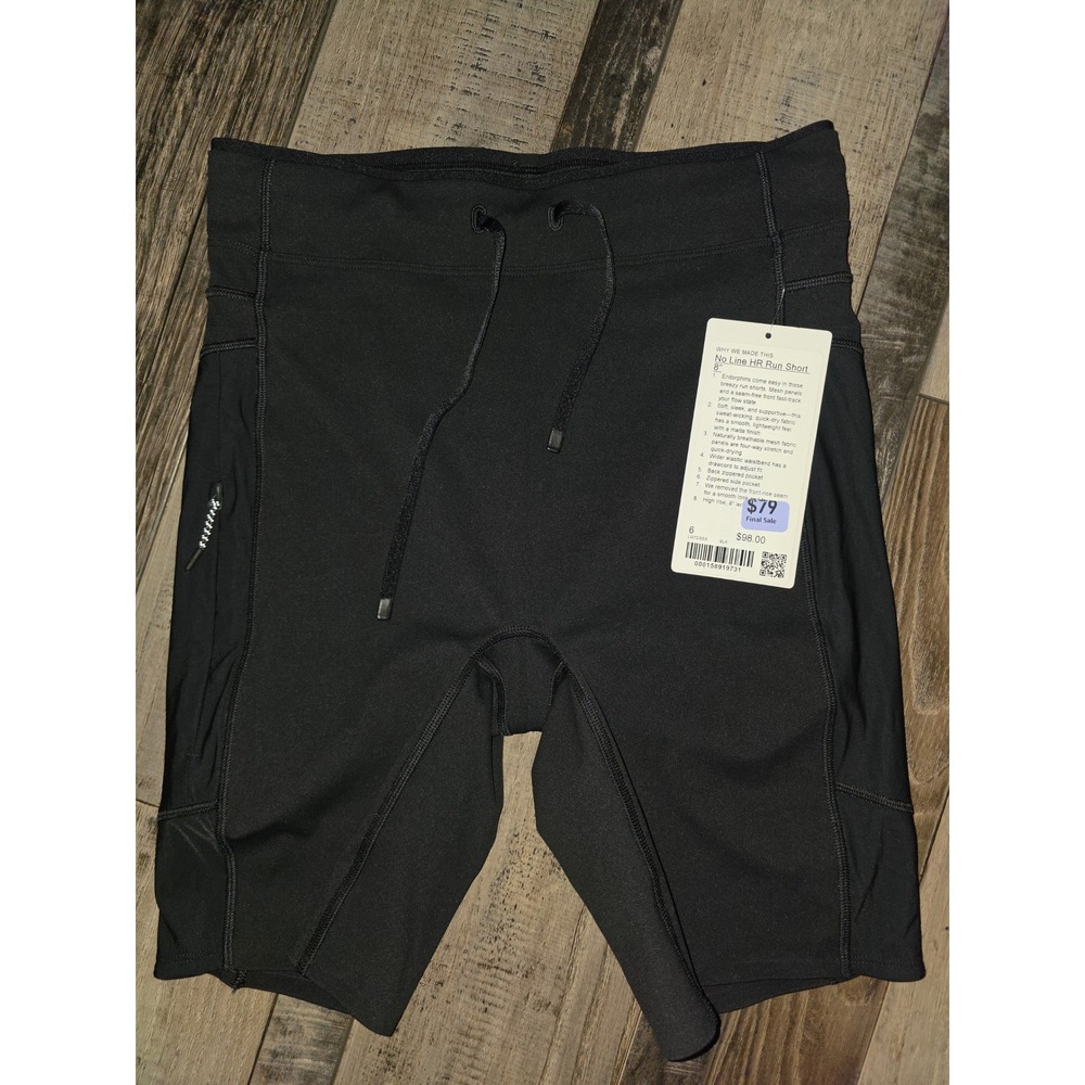 Lululemon No Line HR Run Short 8 Black High Rise Biker Shorts LW7DSSS Size 6 NWT